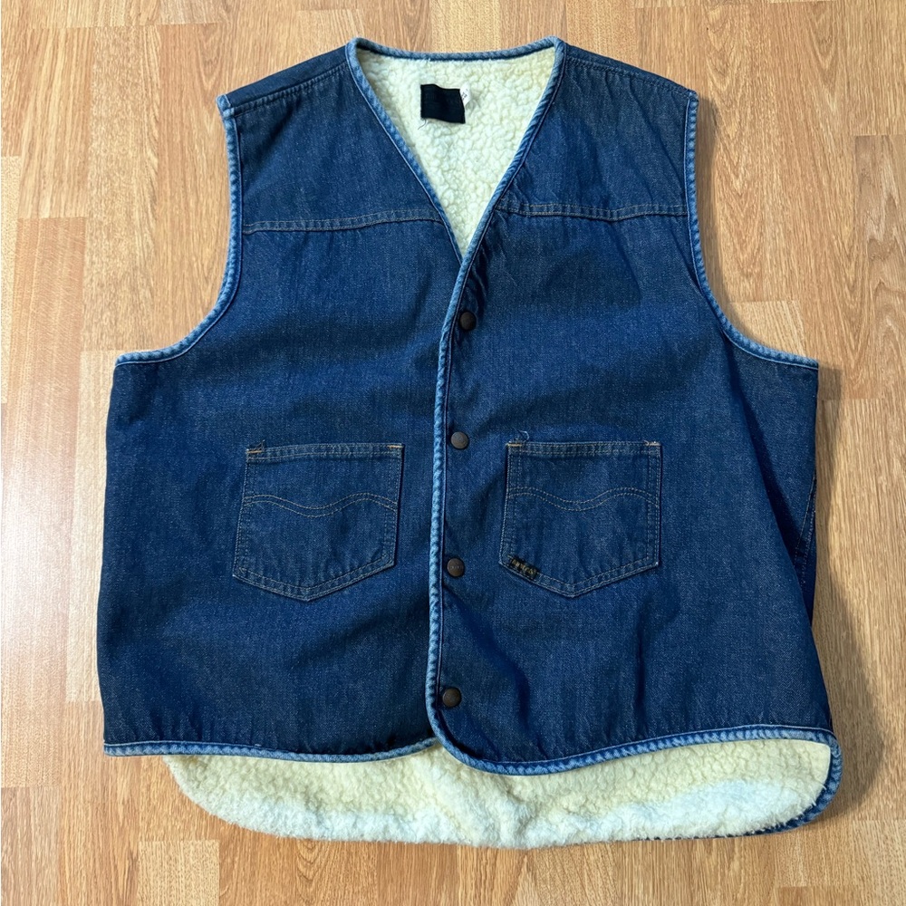 Vintage AUTHENTIC Sears Roebuck Sherpa lined Denim Vest, LIKE NEW